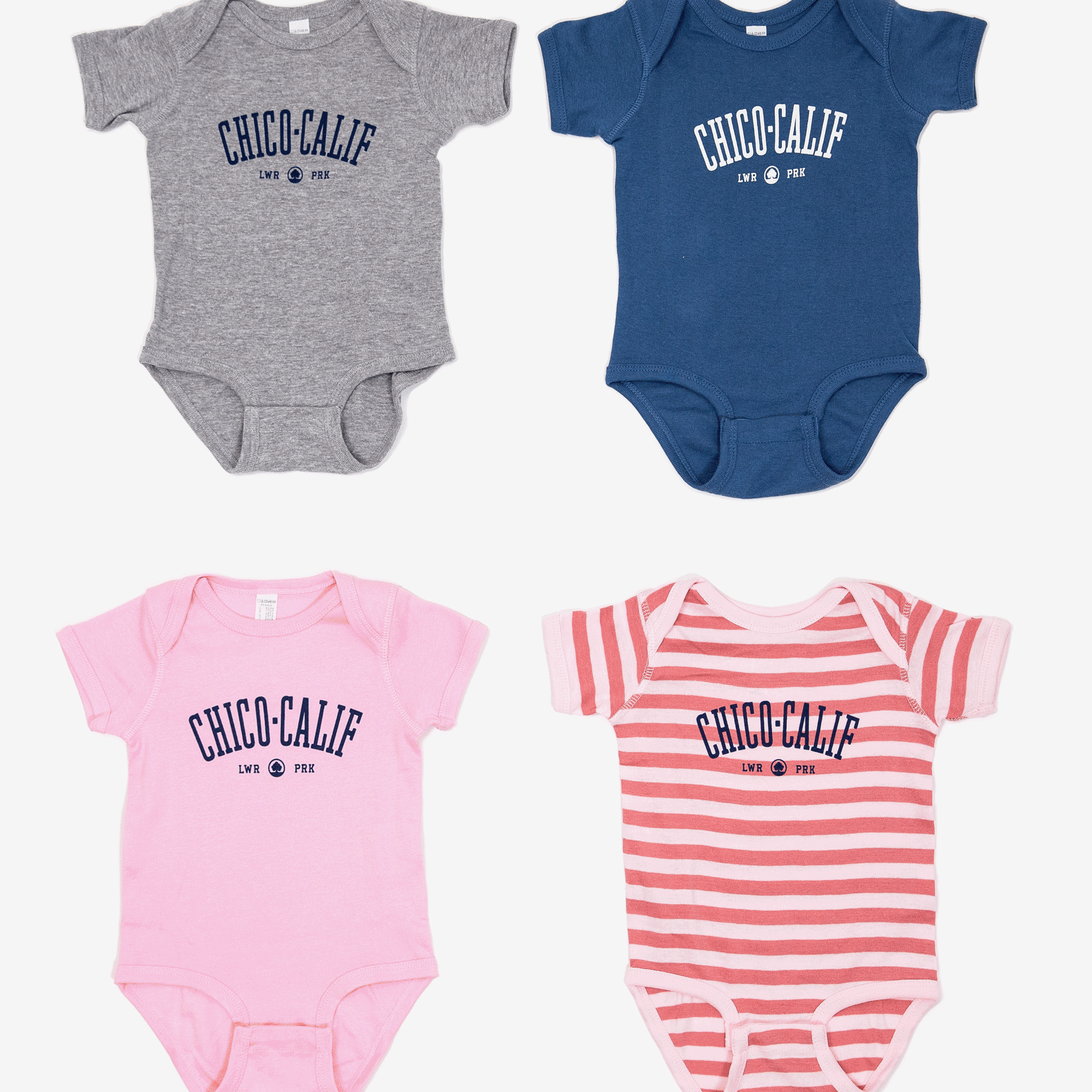 Little Chico Collegiate Baby Onesie - all colors - Upper Park Clothing - Chico, Ca