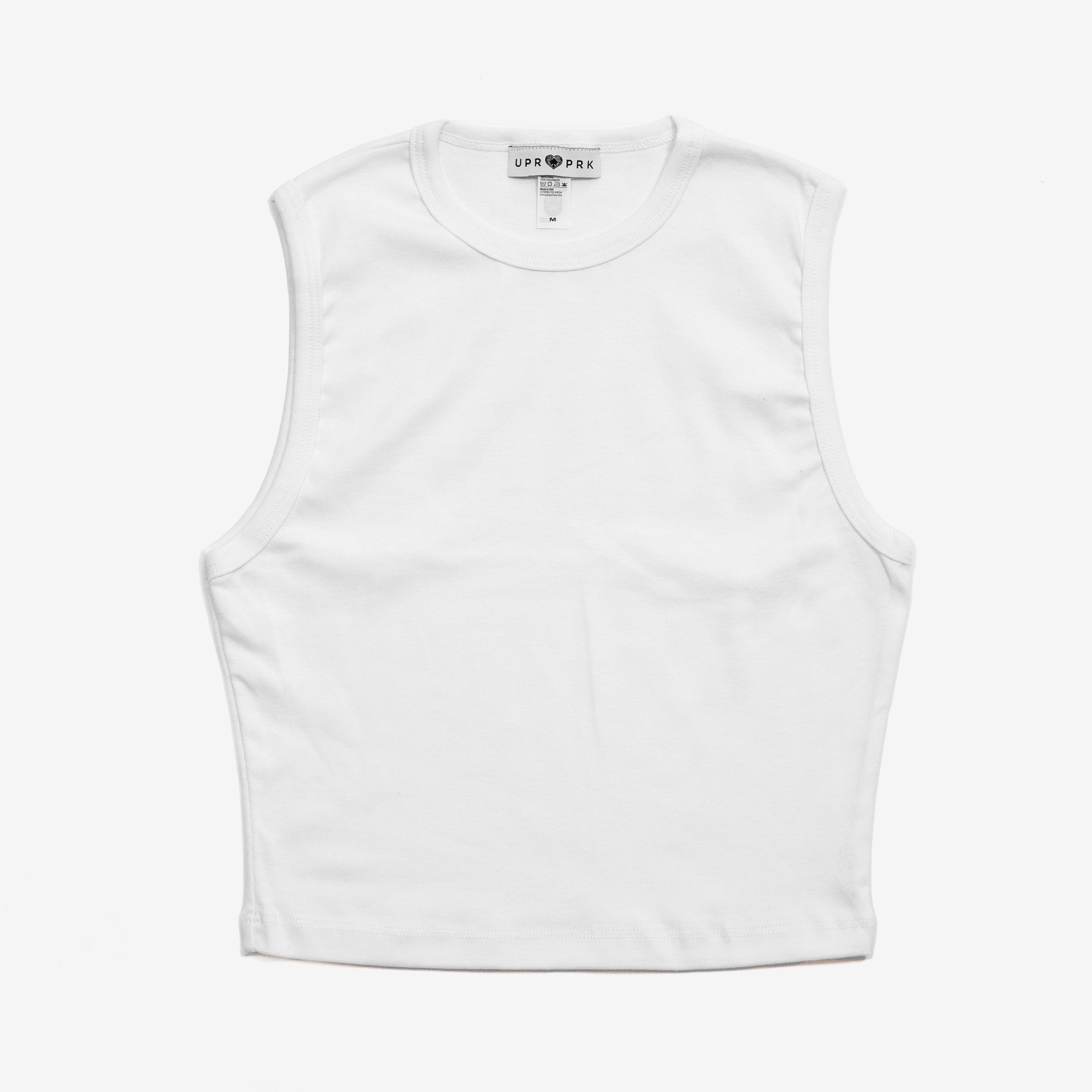 Basics Baby Ribbed Sleeveless Crew Neck White Shirt