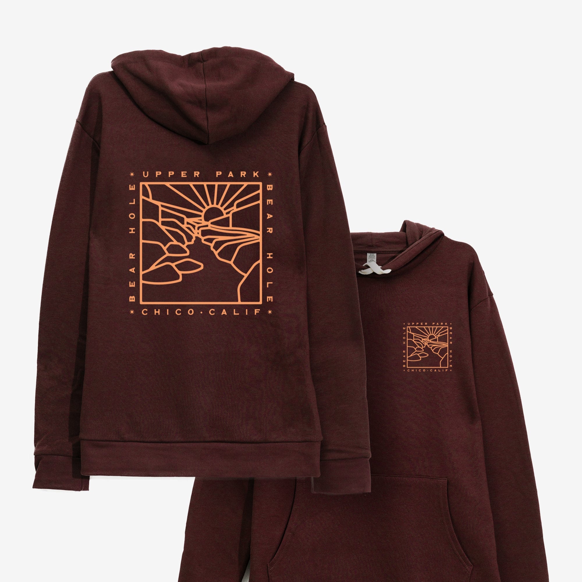 Bear Hole Monoline Hoodie Sweatshirt -  Bidwell Park - Upper Park Clothing, Chico CA
