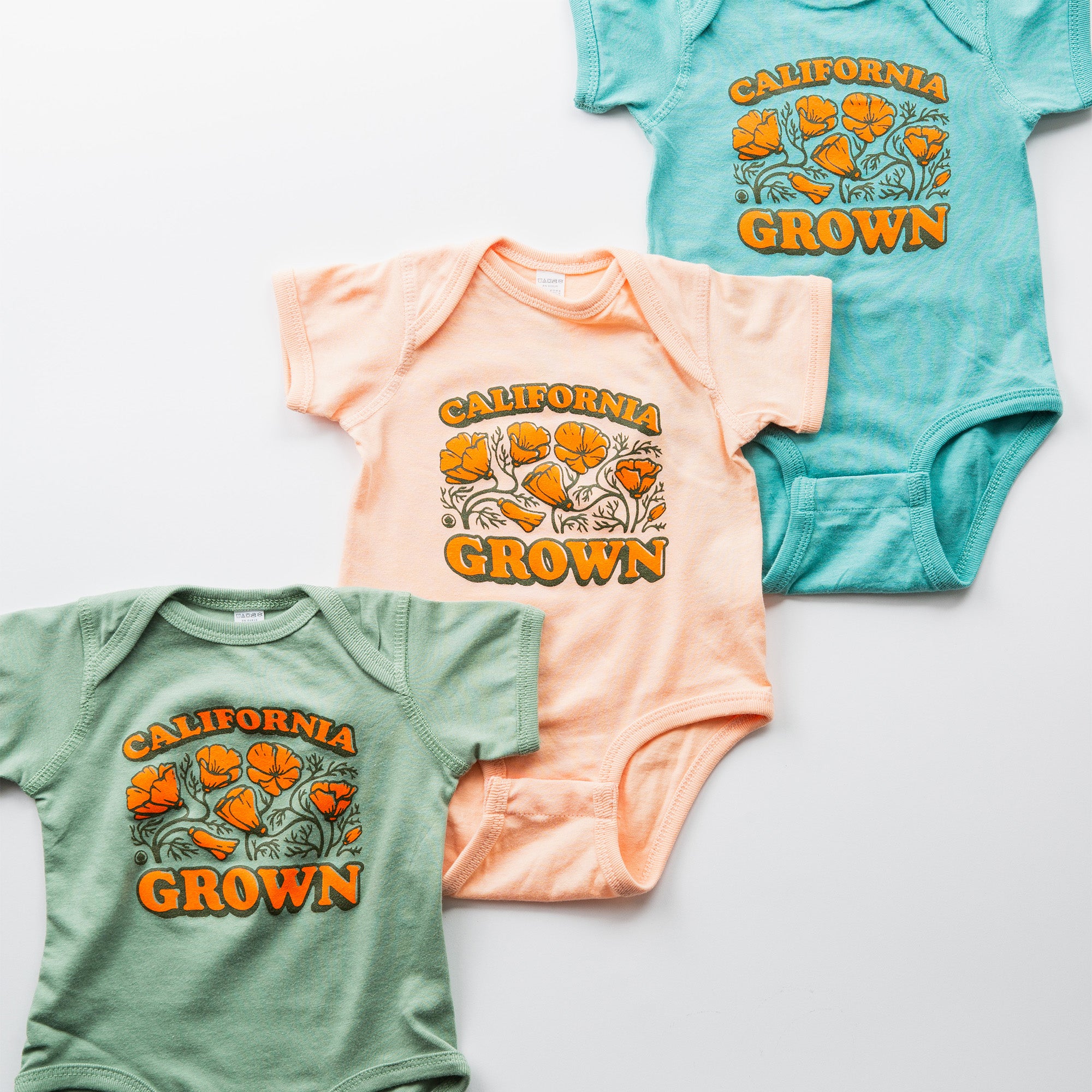 California Grown Baby Onesie - Upper Park Clothing - Kids Clothing - California Collection - Poppy Flower Graphic