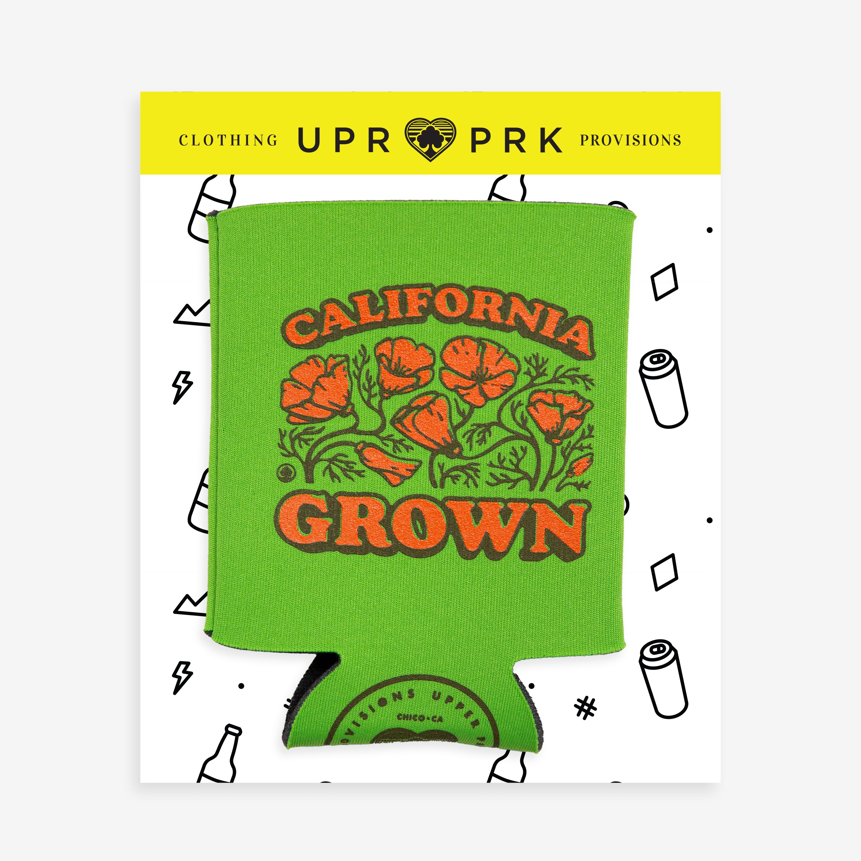 Lime California Grown Koolie Can Cooler in package - Upper Park Clothing - Chico, Ca