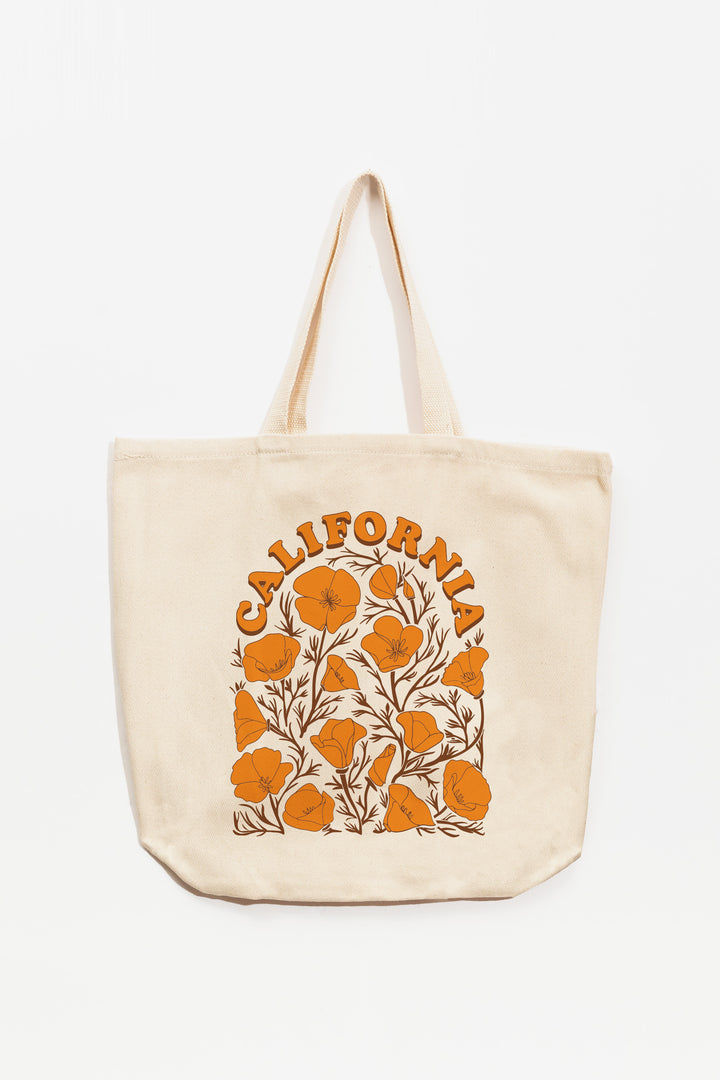 California Poppy Vintage Style Tote Bag