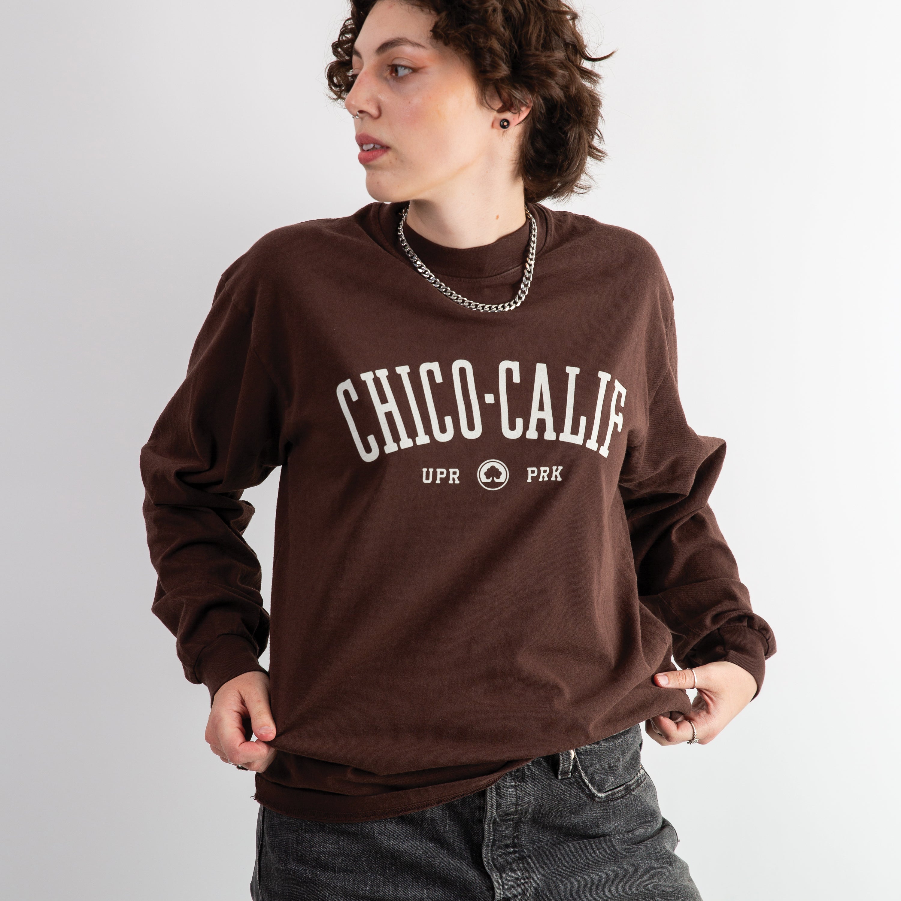 Chico Collegiate Long Sleeve Shirt - Mock Neck Style - Upper Park Clothing - Chico, CA