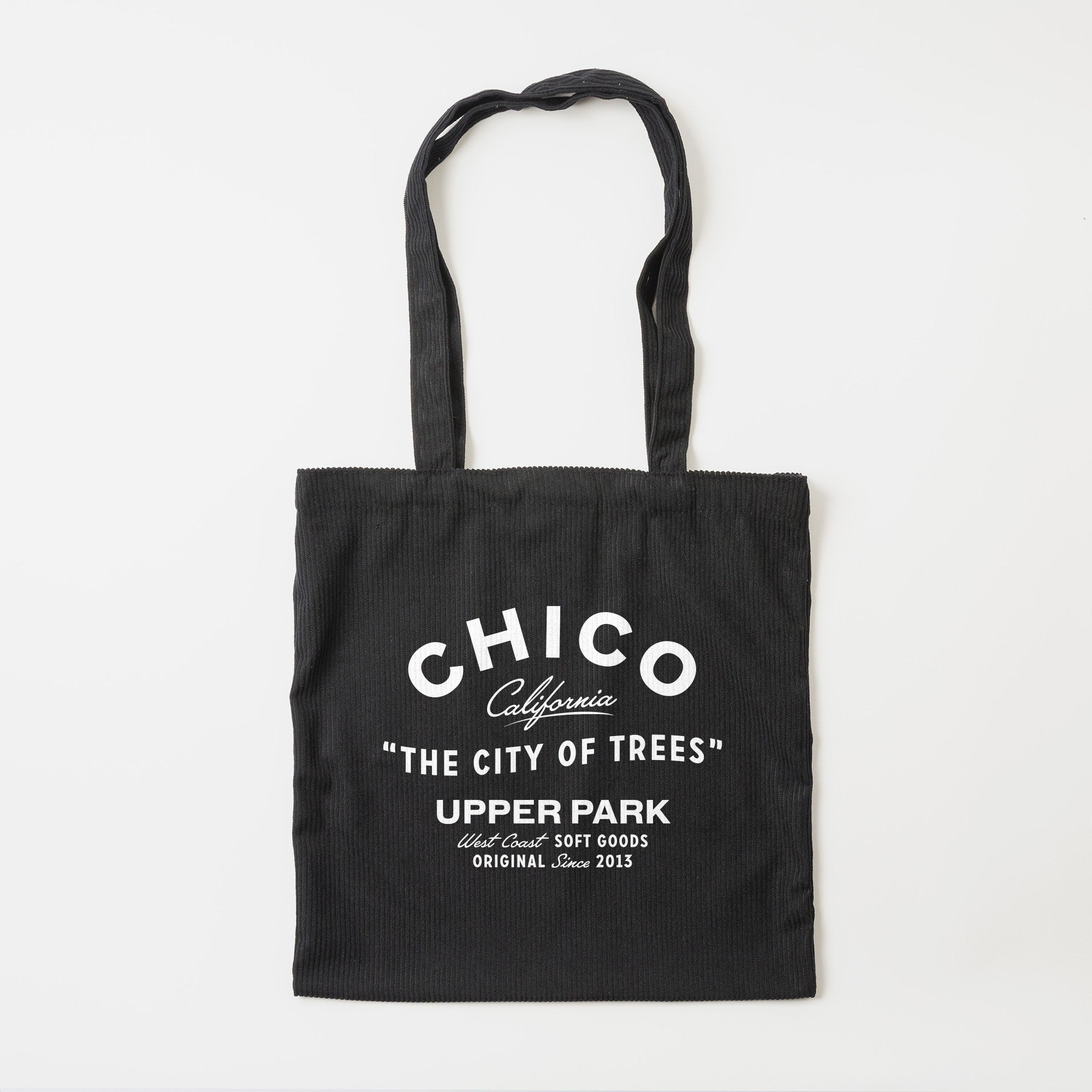 Chico California City of Trees Corduroy Tote Bag - Black - Upper Park Clothing