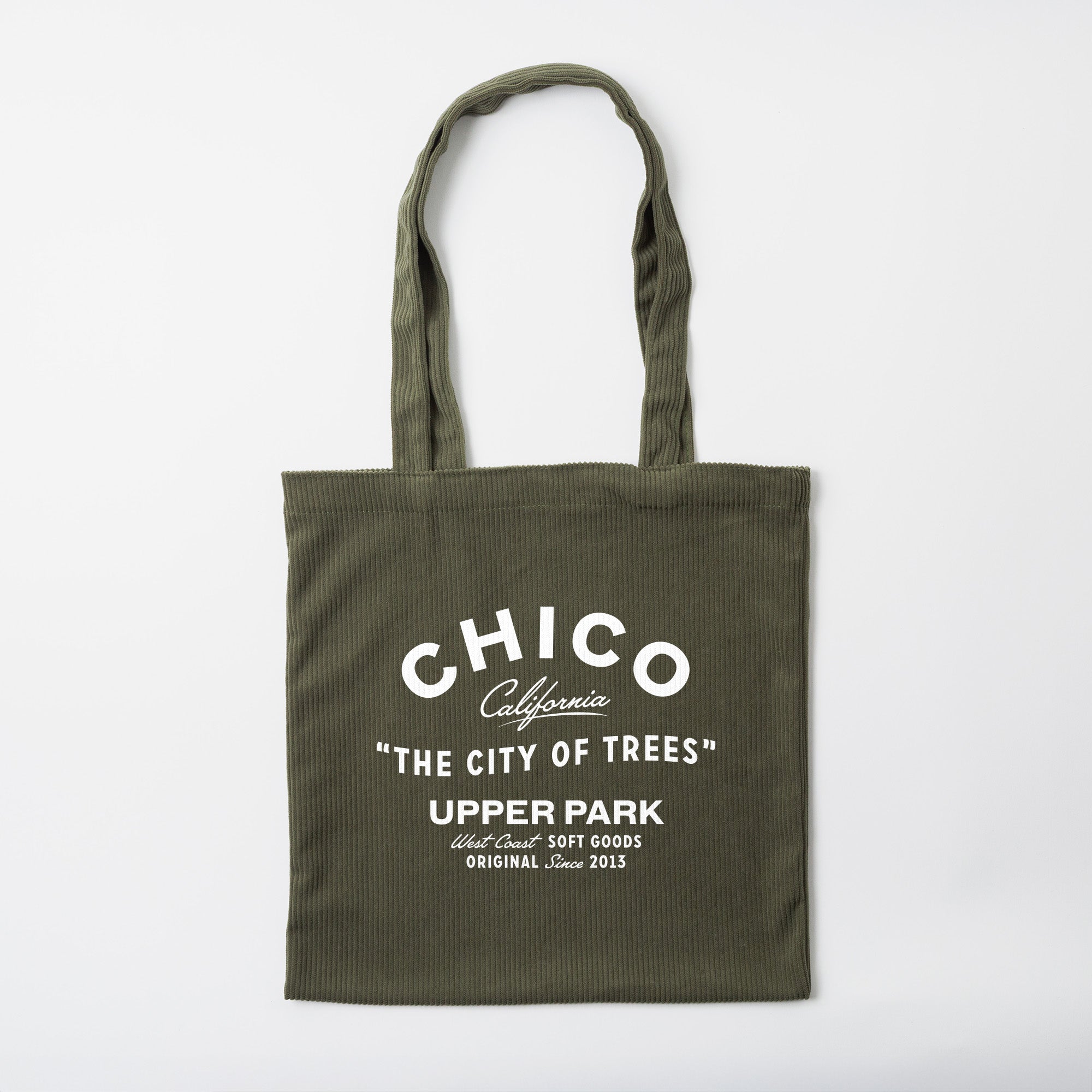 Chico California City of Trees Corduroy Tote Bag - Olive - Upper Park Clothing