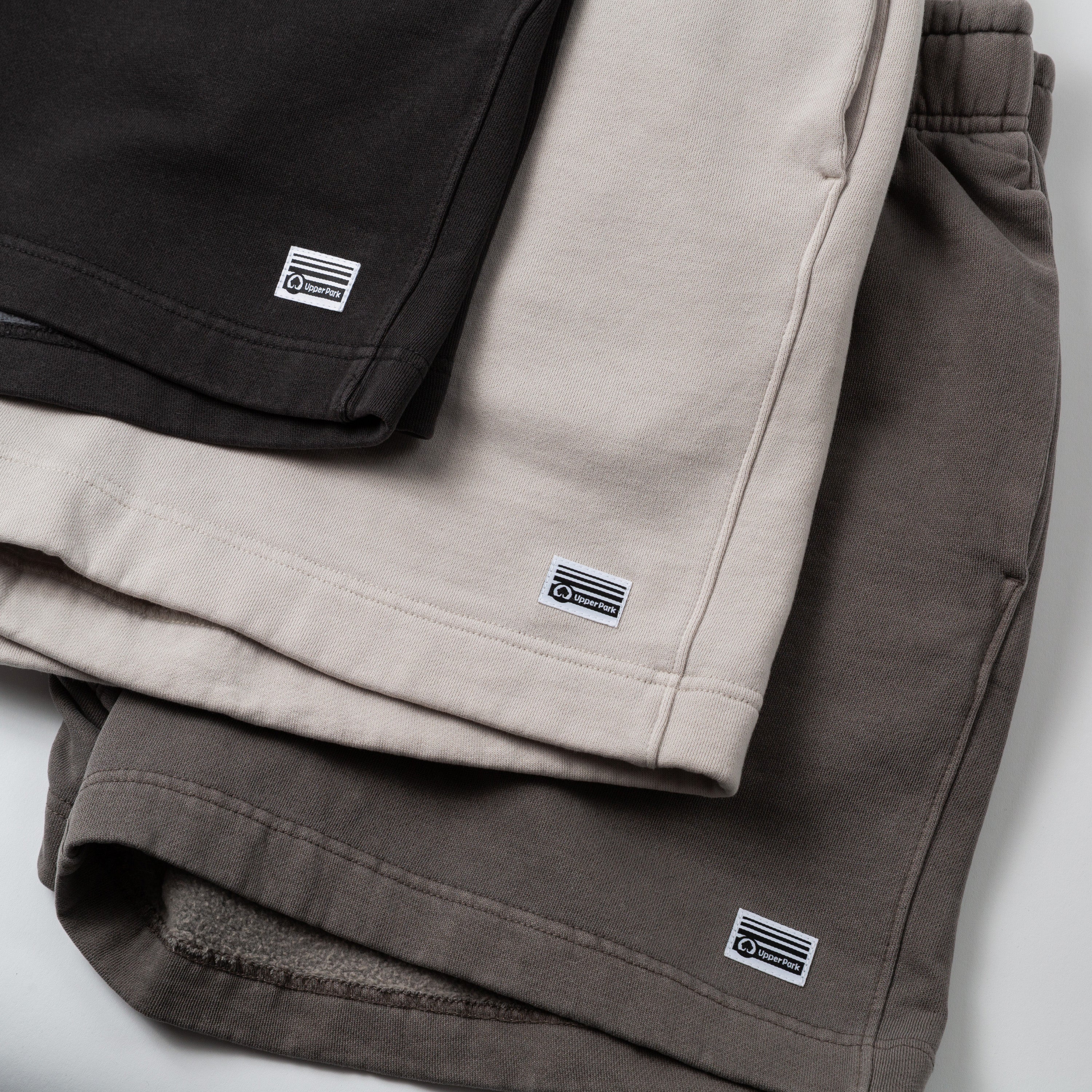 Relaxed Fit Track Short Sweatshirts - Garment Dyed Washed Cotton - Upper Park Basics Collection