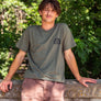 man standing on a bridge wearing a Moonlight Mens Shirt from Upper Park Clothing