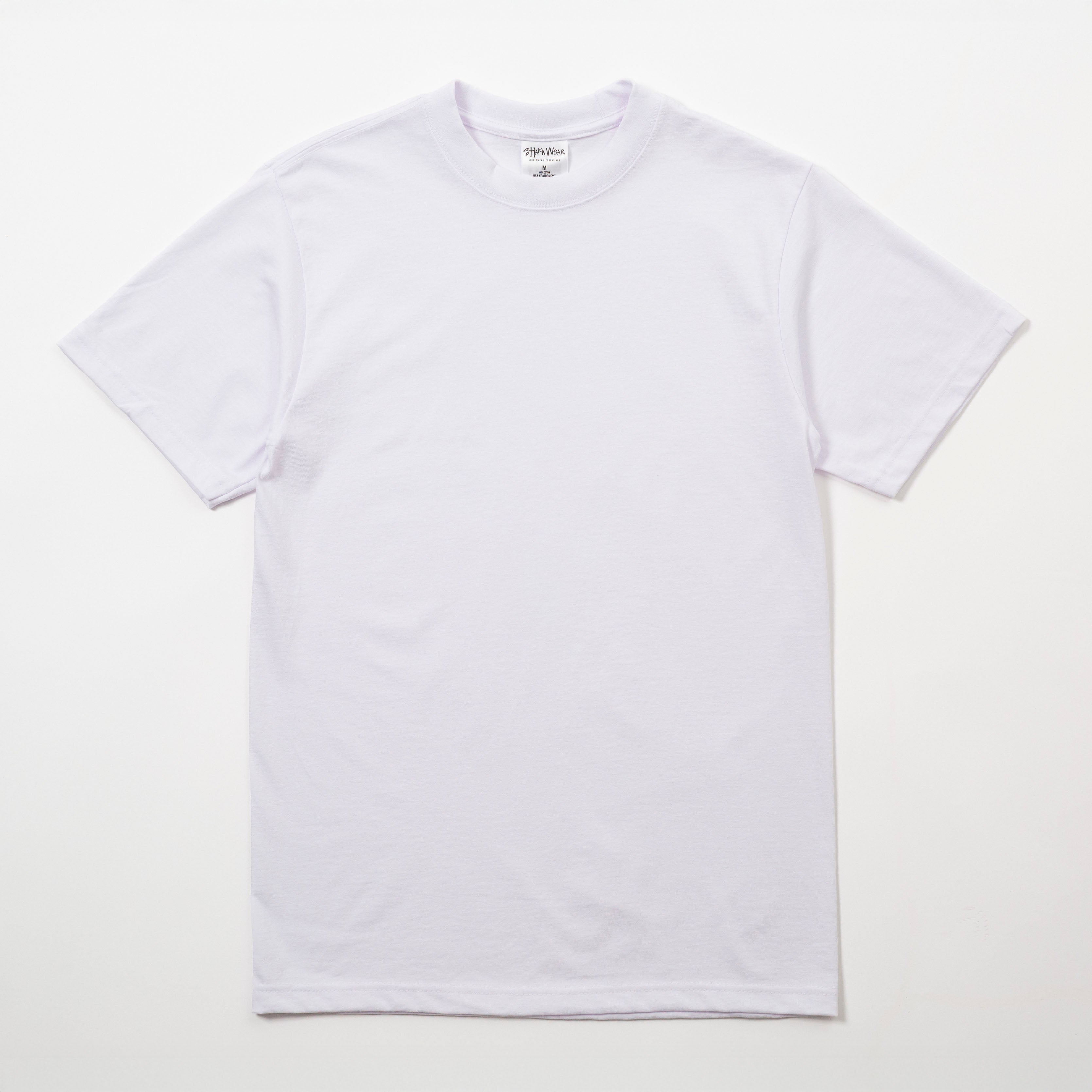 Plain white t-shirt on a light gray background - Shaka Wear 7.5oz Heavyweight Cotton Tee