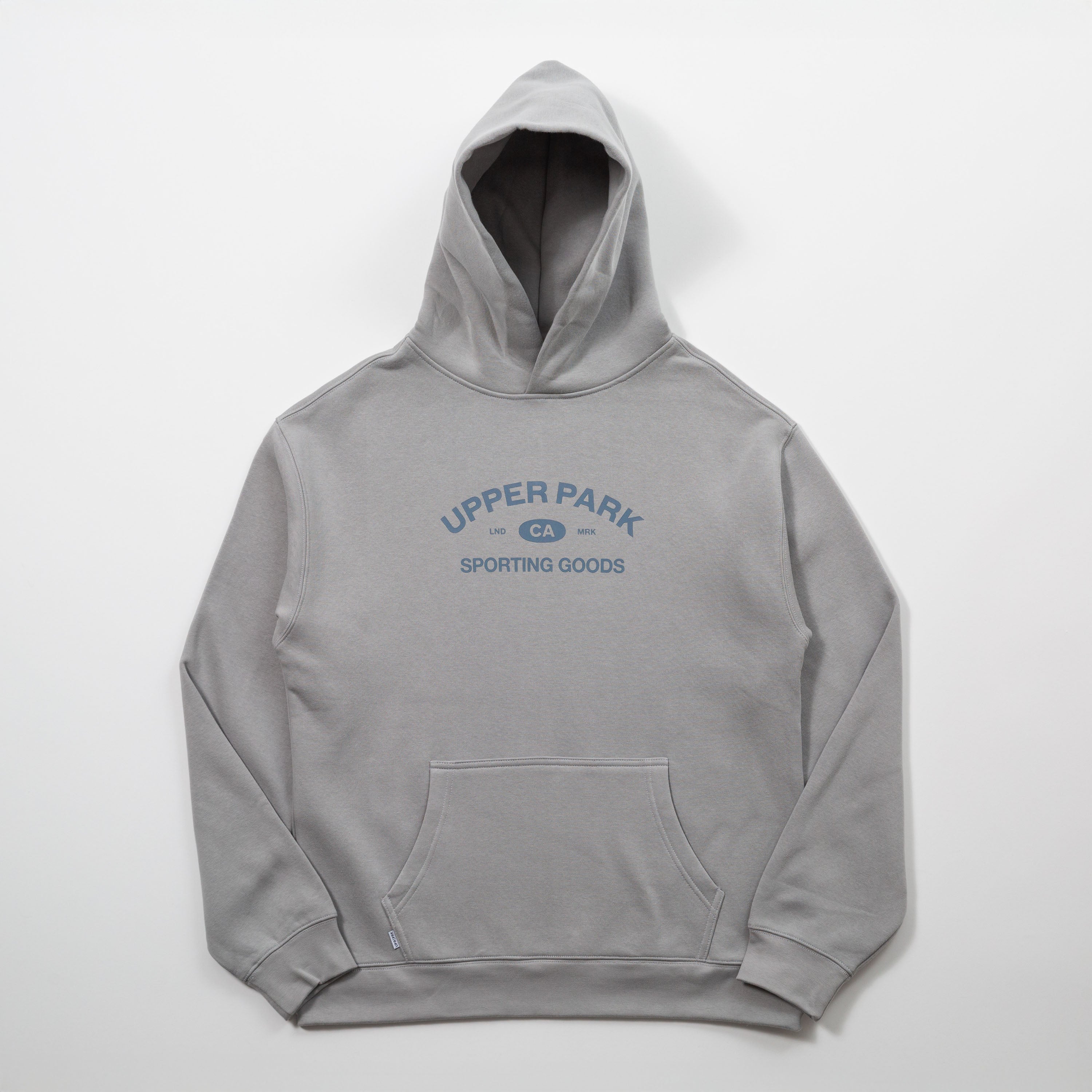 Gray hoodie with 'Upper Park Sporting Goods' logo on a white background - Upper Park Athletics Hoodie Set