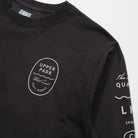 Upper Park Bay Waves Organic Cotton Long Sleeve shirt - Black long-sleeve shirt with white branding and text on a light gray background