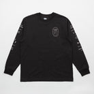 Upper Park Bay Waves Organic Cotton Long Sleeve shirt - Black long-sleeve shirt with white text and logo on a white background