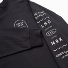 BUpper Park Bay Waves Organic Cotton Long Sleeve shirt - black long-sleeve shirt with white text and branding on a white background