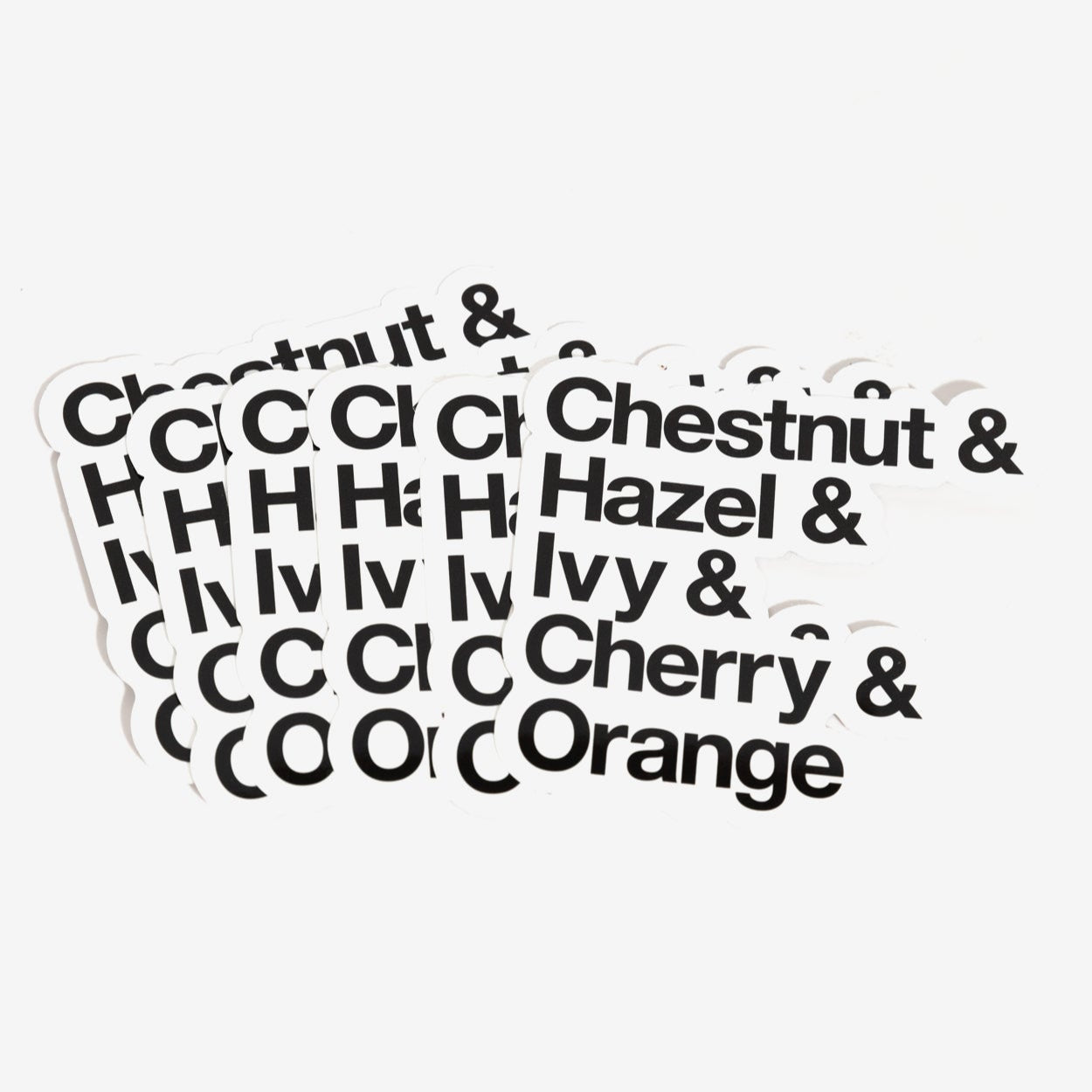 Stack of Helvetica Streets Stickers from Upper Park Clothing in Chico, Ca