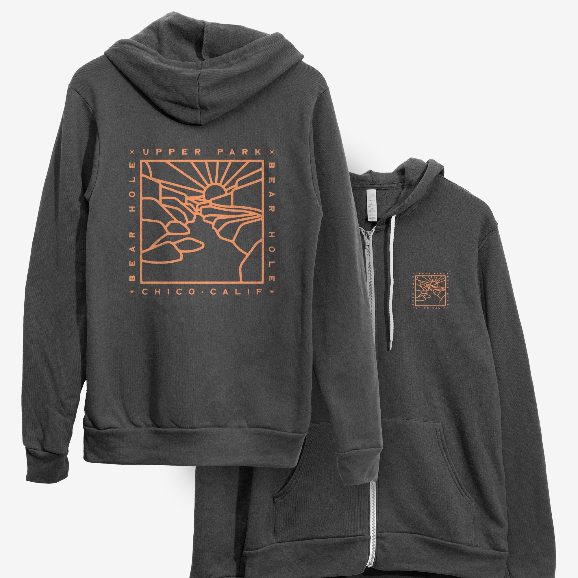 Bear Hole Monoline Hoodie Sweatshirt - Bidwell Park - Upper Park Clothing, Chico CA