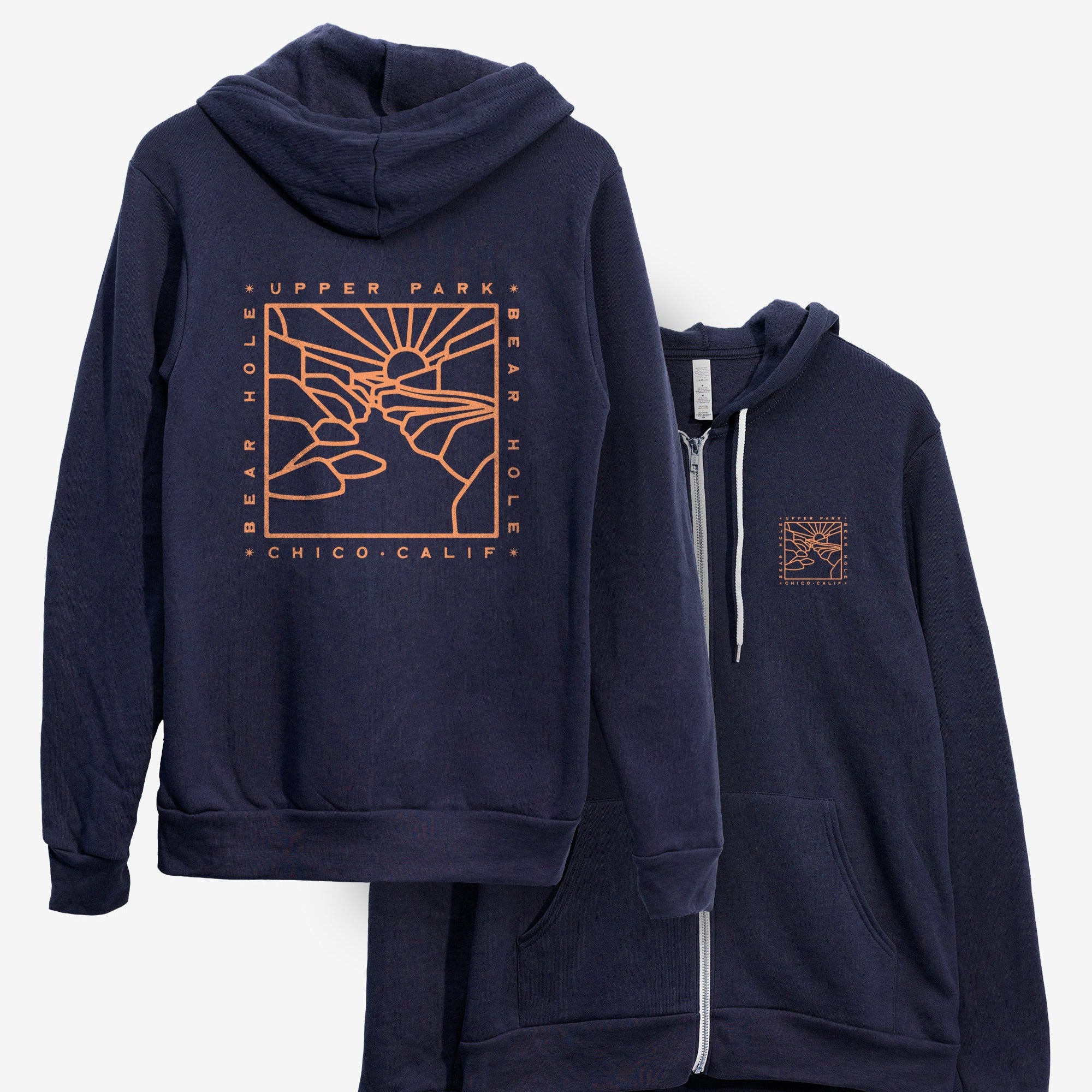 Bear Hole Monoline Hoodie Sweatshirt - Bidwell Park - Upper Park Clothing, Chico CA