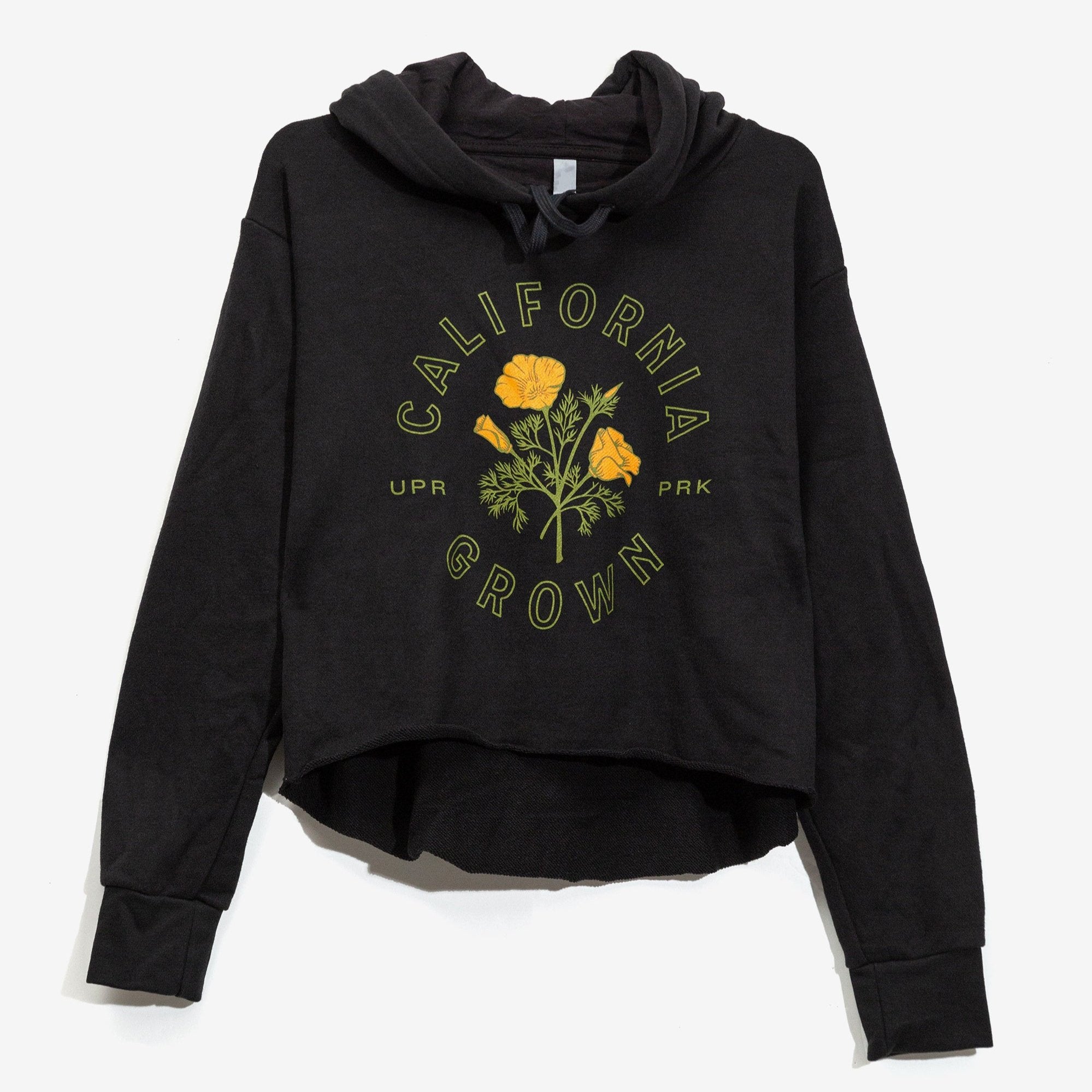 California Grown Crop Hoodie Sweatshirt - Upper Park Clothing - Chico, CA - Poppy Flower California Collection