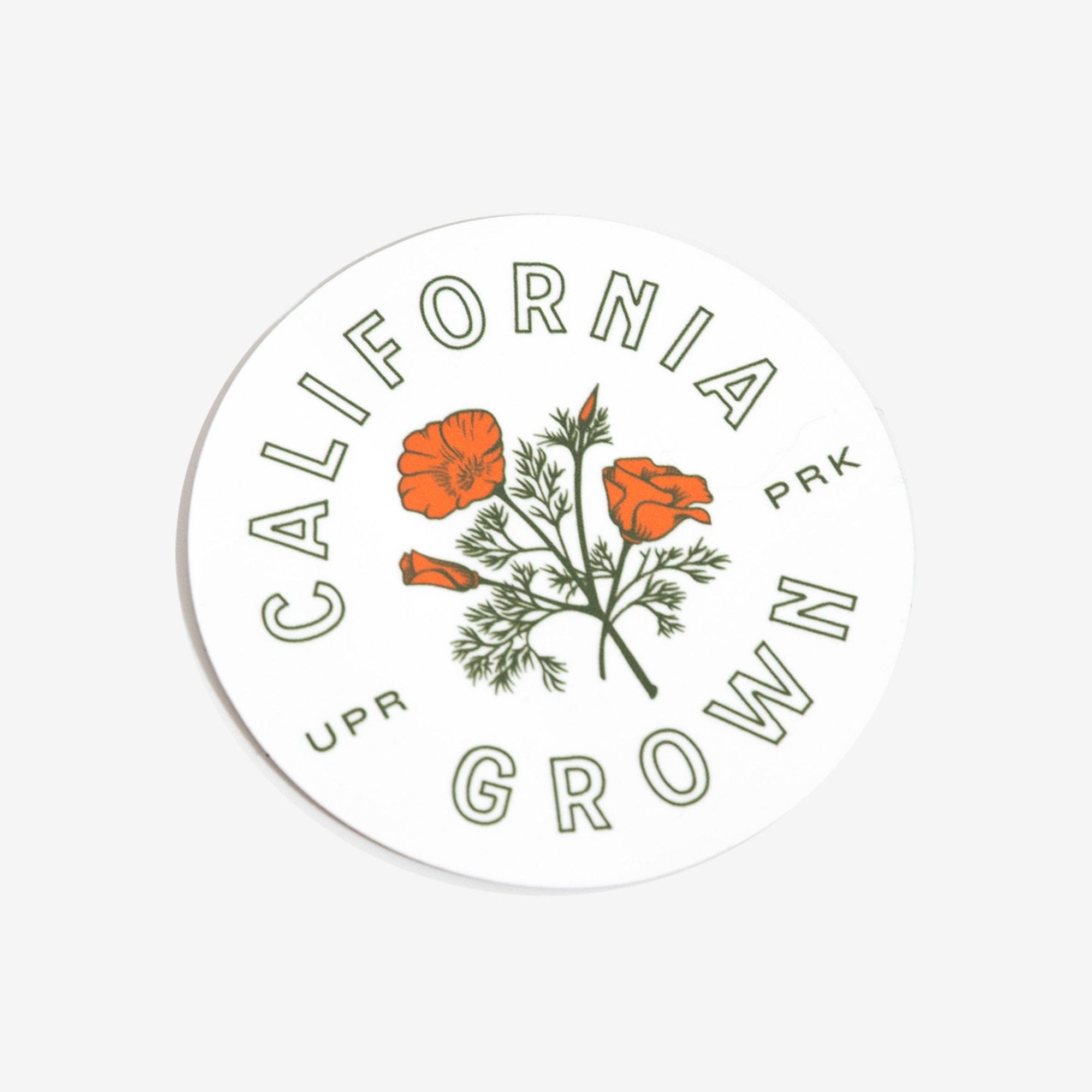 California grown poppy sticker - Upper Park Clothing - Chico, Ca