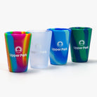 4 colors of the Hippie Dippy Chico Silicone Shot Glass from Upper Park Clothing in Chico, Ca