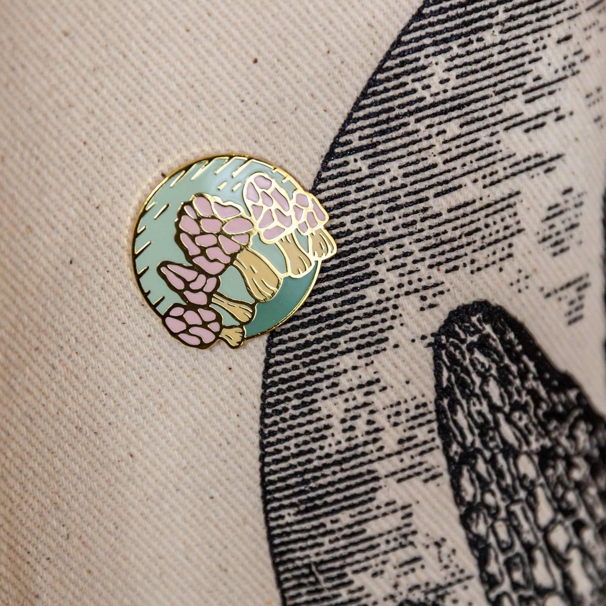 Morel Mushroom Family Enamel Pin