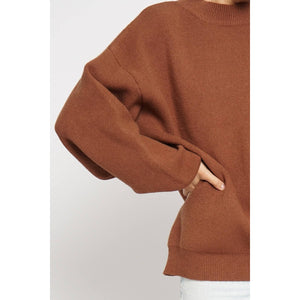 OVERSIZED RIBBED SWEATER: Rust / M