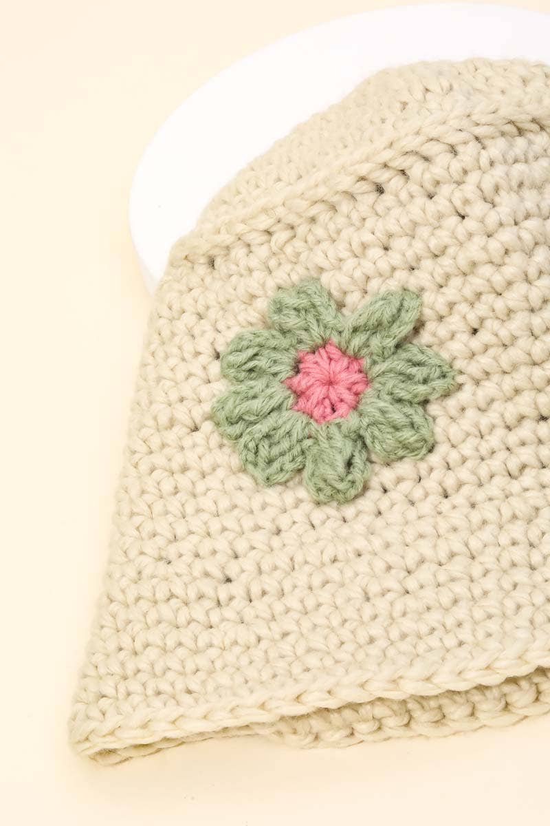 Anarchy Street - Crochet Knit Flower Bucket Hat: BR