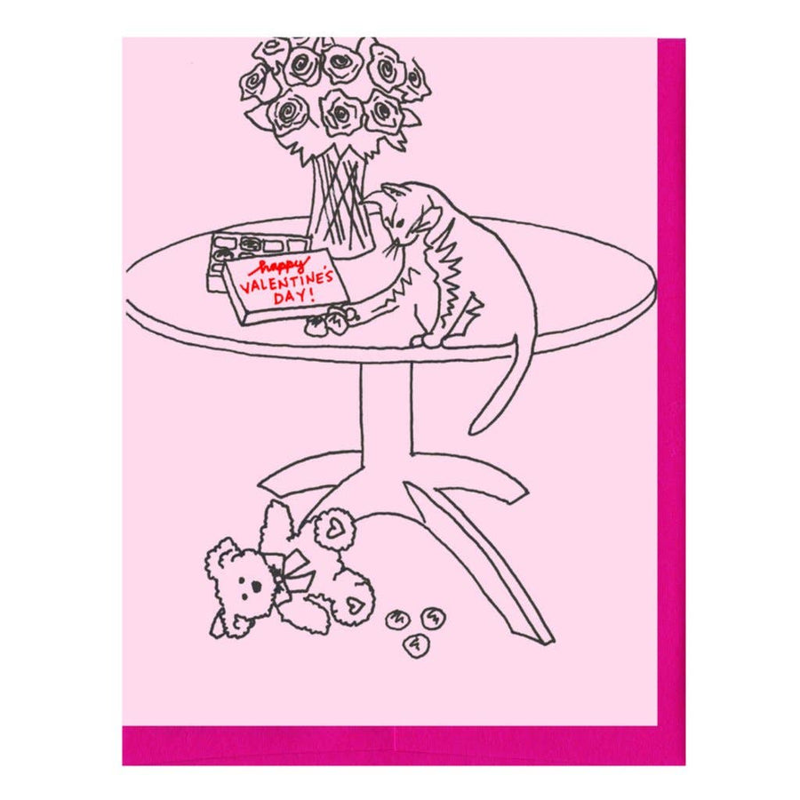 La Familia Green - Rude Cat Valentine's Day Greeting Card