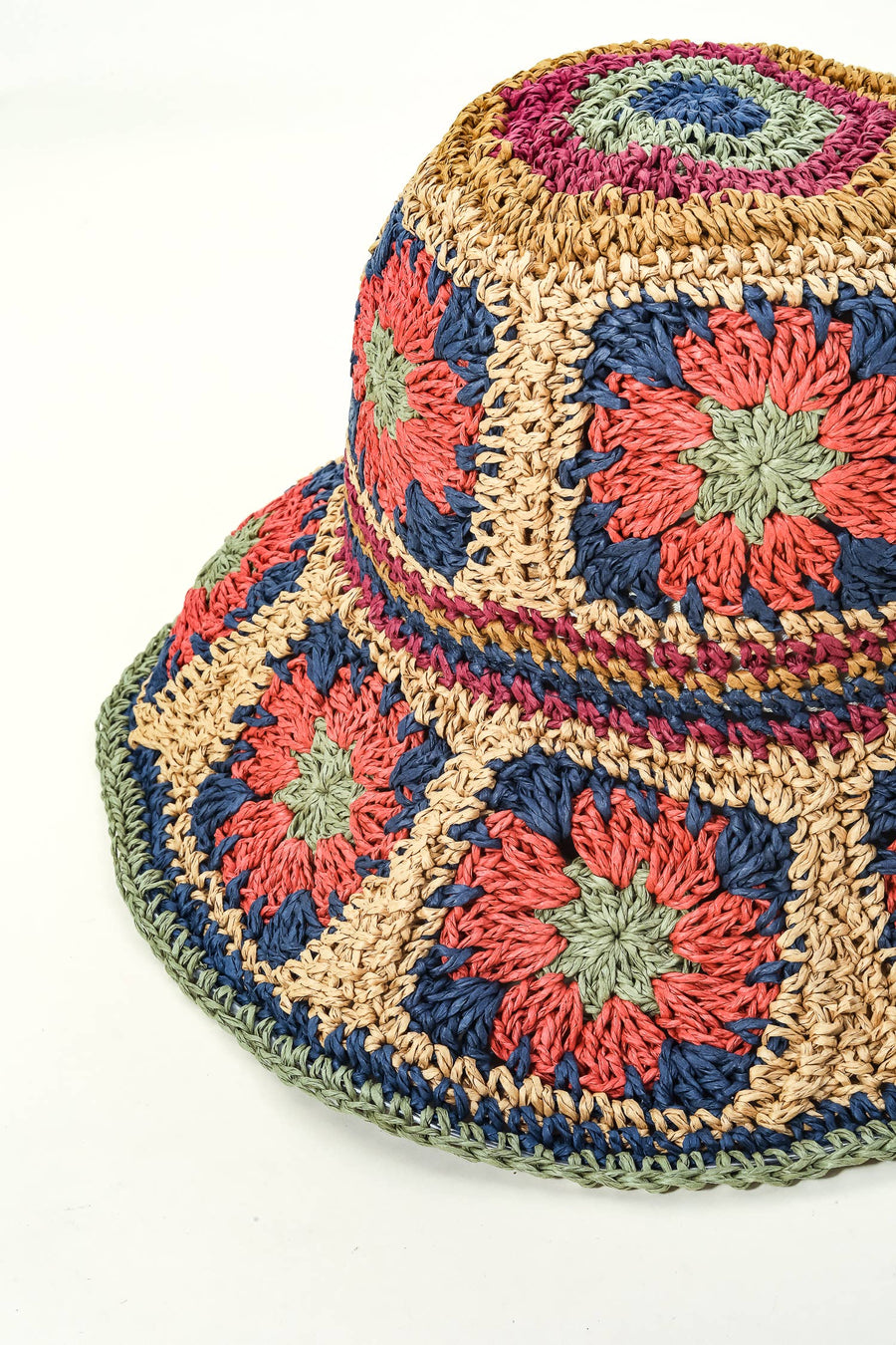 Anarchy Street - Squared Flower Pattern Knit Bucket Hat: PK