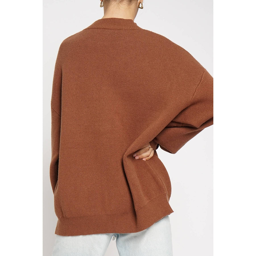 OVERSIZED RIBBED SWEATER: Rust / M
