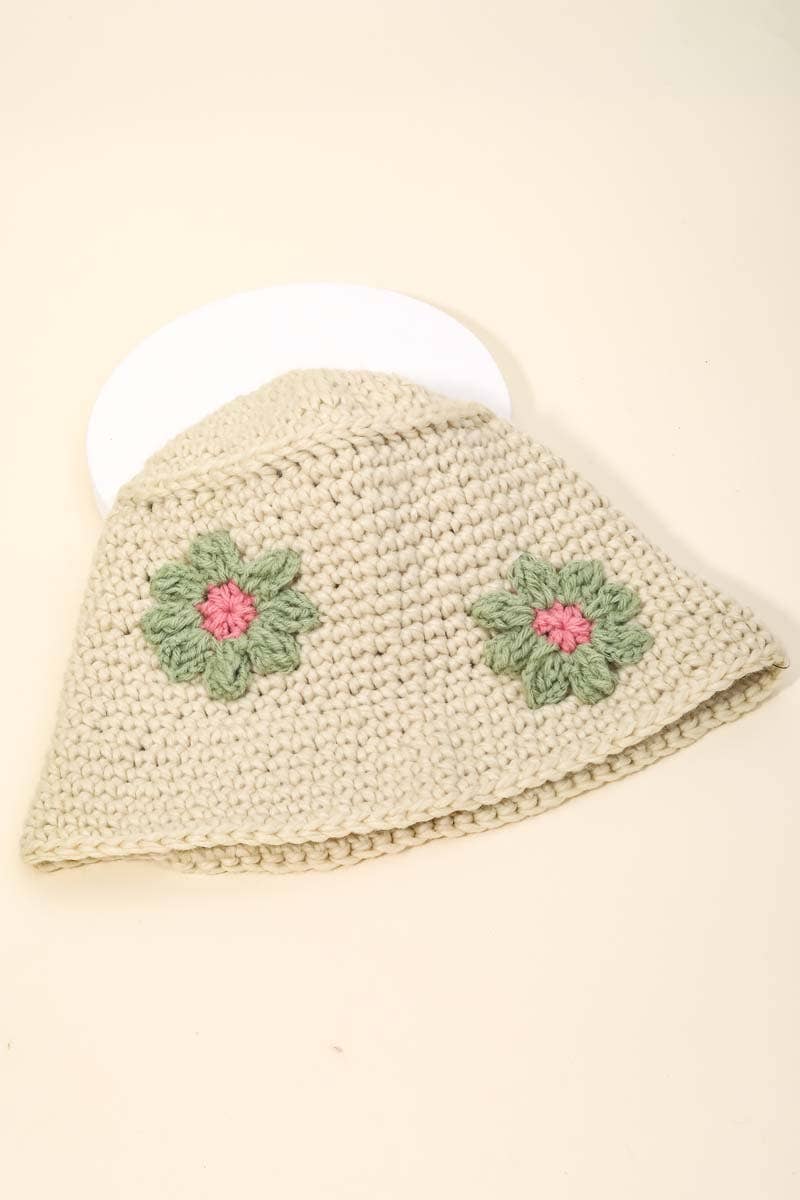 Anarchy Street - Crochet Knit Flower Bucket Hat: BR