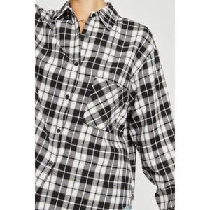 OVERSIZED PLAID SHIRT: Black White / M