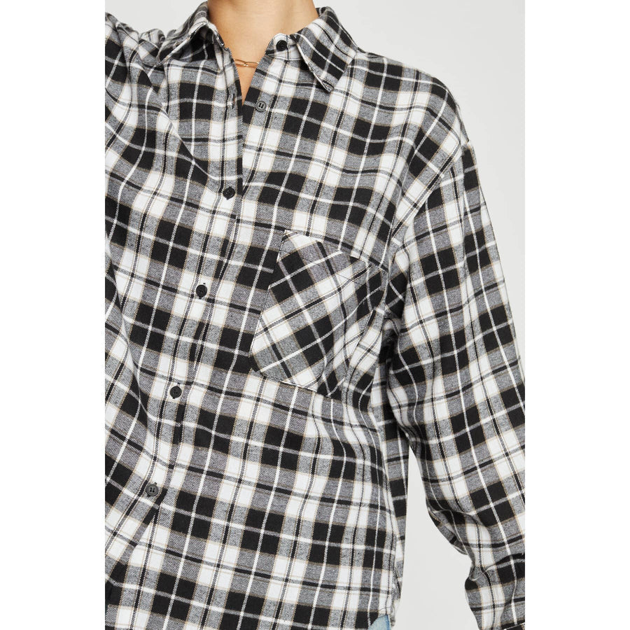 OVERSIZED PLAID SHIRT: Black White / M