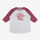 Bookman Graphic Toddler Baseball Tee in vintage heather/vintage burgundy from Upper Park Clothing in Chico, Ca