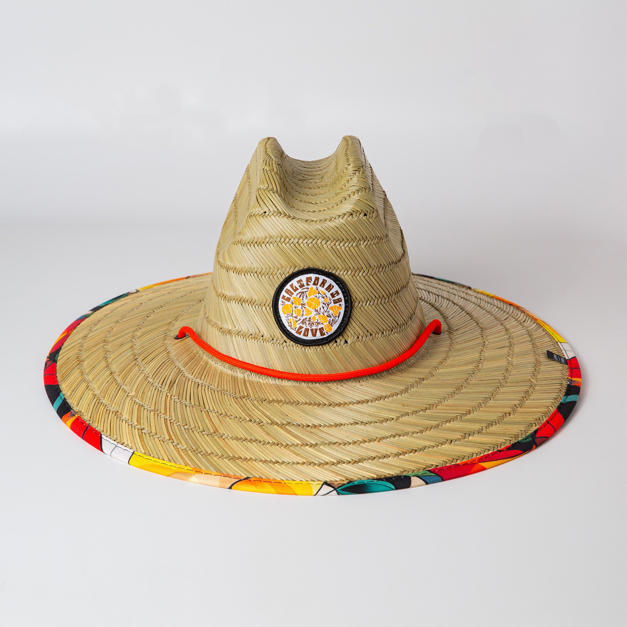 California Poppy Love Stained Glass Pattern Straw Hat from Upper Park Clothing in Chico, Ca