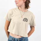 Model wearing a Moonlight Crop Tee from Upper Park Clothing in Chico, CA