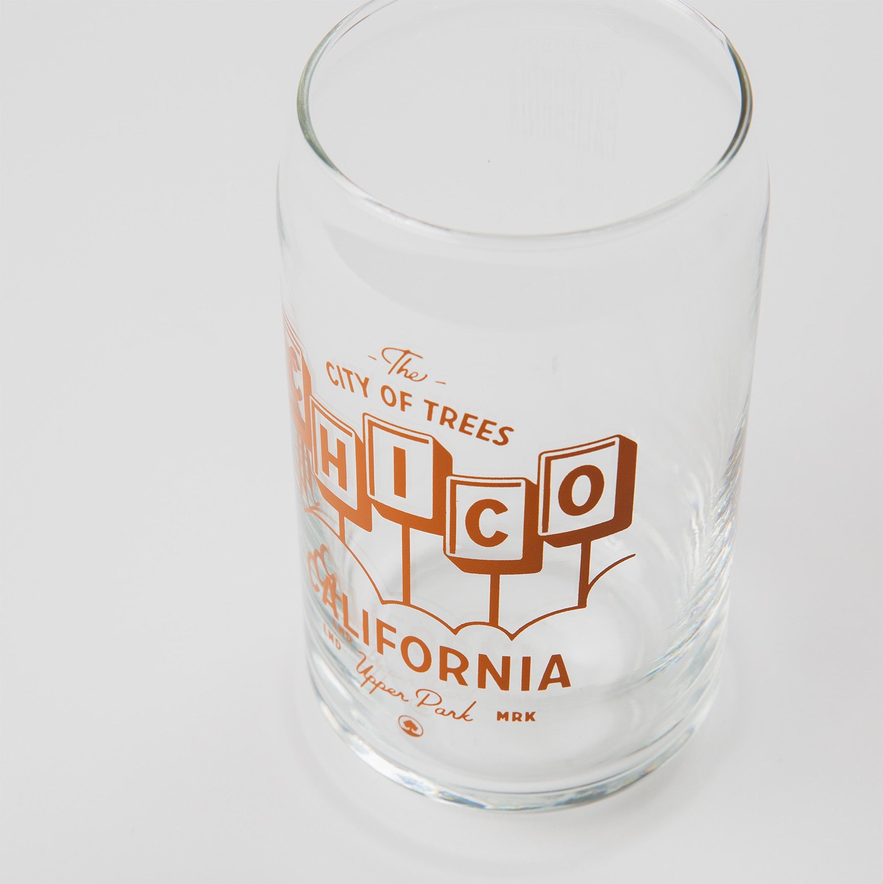 Motel Chico California Beer Can Glass - Upper Park Clothing - Chico, CA