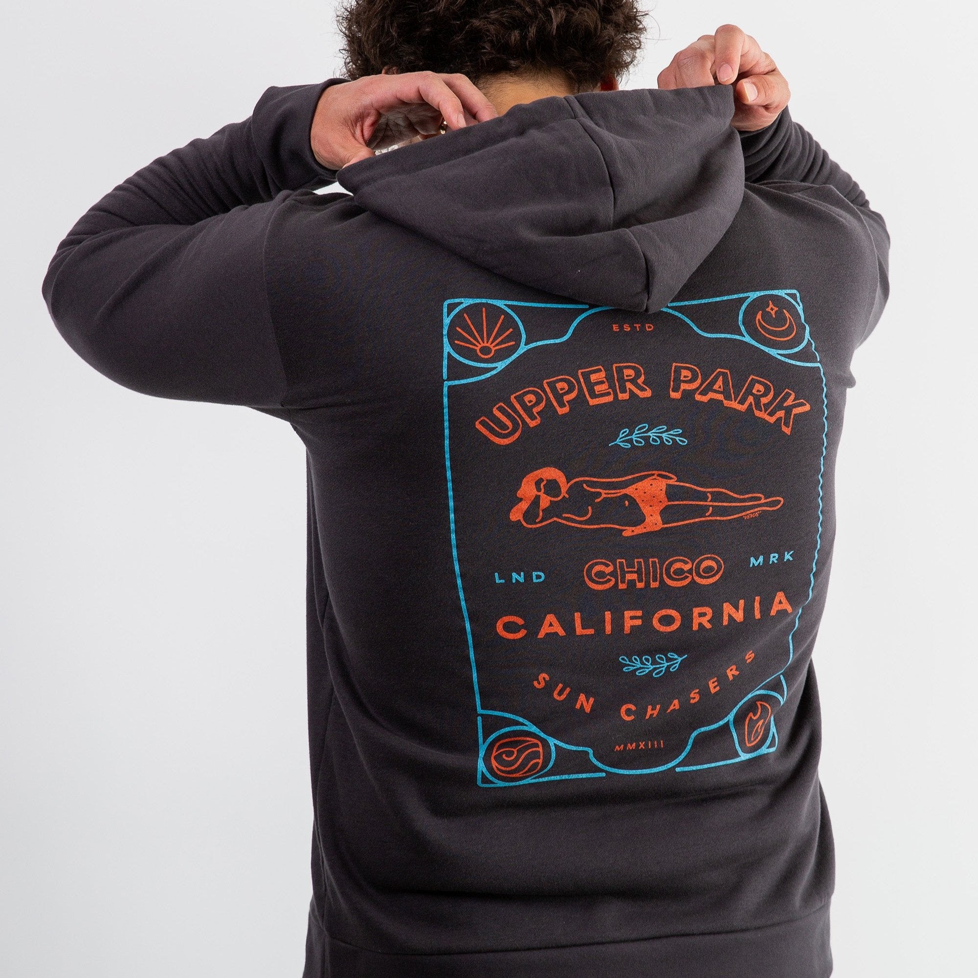 Sun Chasers Beach Fleece Hoodie from Upper Park Clothing in Chico, Ca