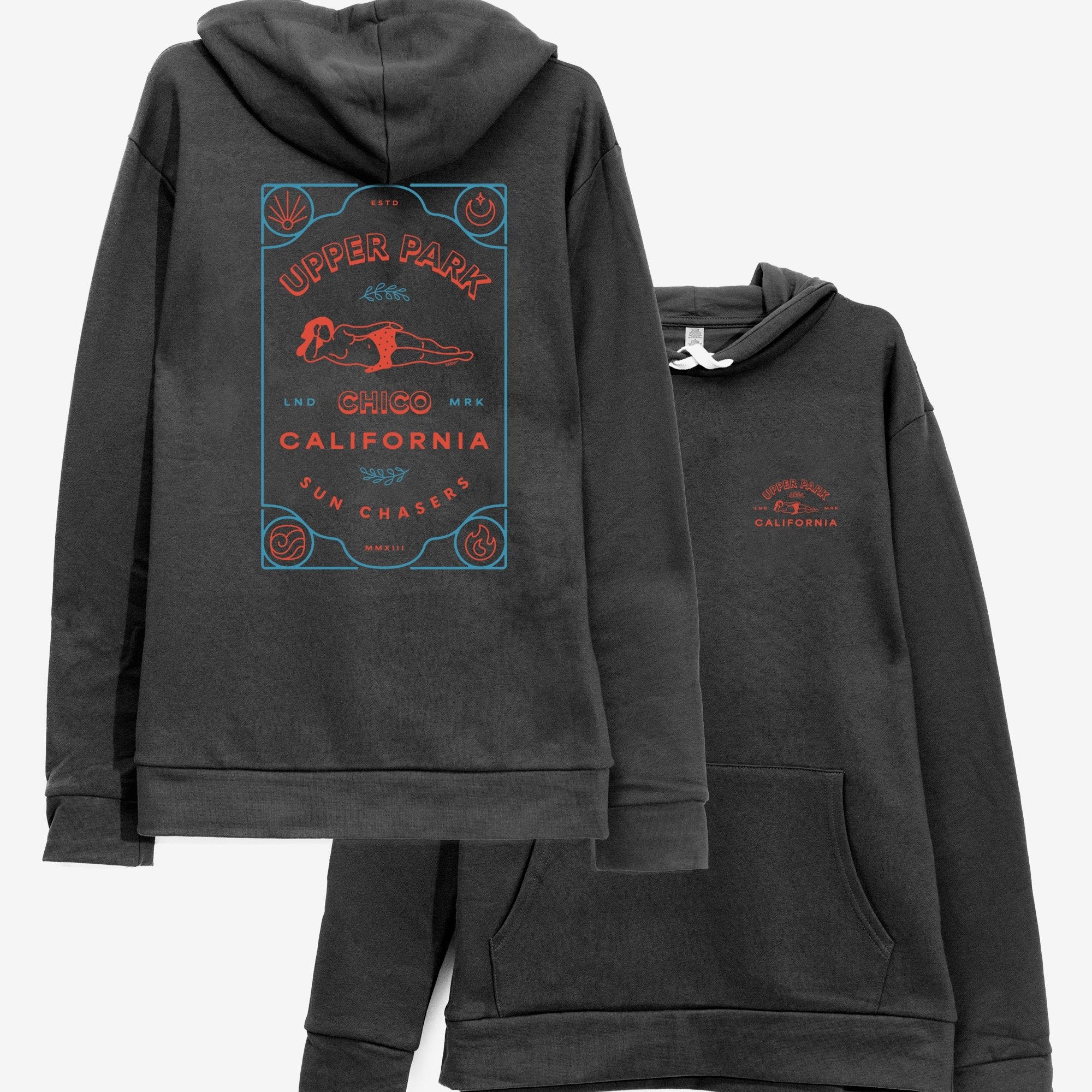 Sun Chasers Beach Fleece Hoodie from Upper Park Clothing in Chico, Ca