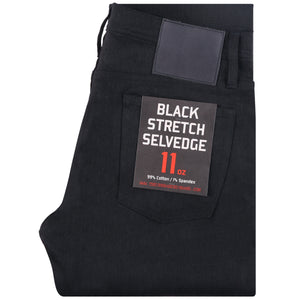 The Unbranded Brand Raw Denim Jeans - Relaxed 11oz Solid Black Stretch Selvedge