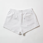 Basics Women's Heavy Fleece Cotton Shorts - White shorts with a pocket on a white background