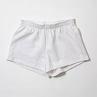 Basics Women's Heavy Fleece Cotton Shorts - White shorts on a light gray background