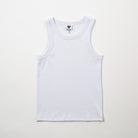 Basic Women's Organic Rib Tank - White tank top on a light gray background