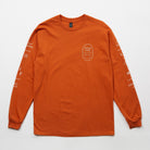 Bay Waves Standard Long Sleeve Shirt - Upper Park Clothing - Orange long-sleeve shirt with branding on a white background