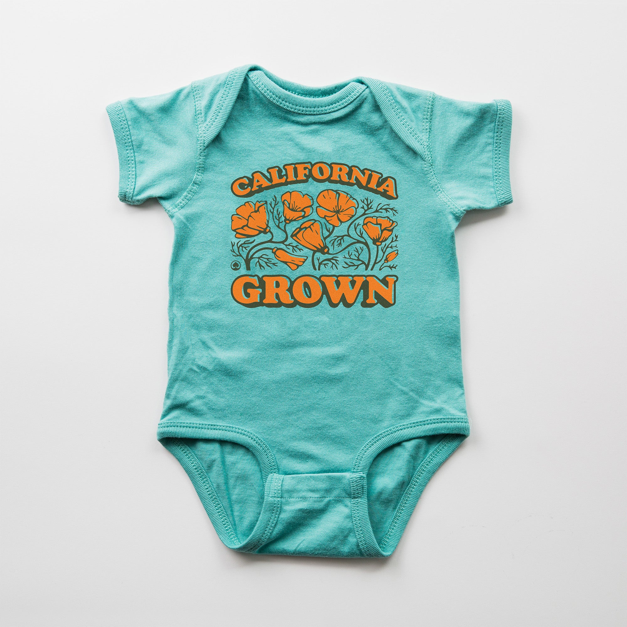 California Grown Baby Onesie - Upper Park Clothing - Kids Clothing - California Collection - Poppy Flower Graphic