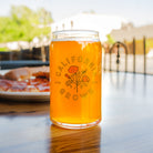 California Grown Poppy Flower Beer Can Glass