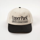 Cream and black vintage style hat with 'Upper Park' logo on a white background - California Landmark Company