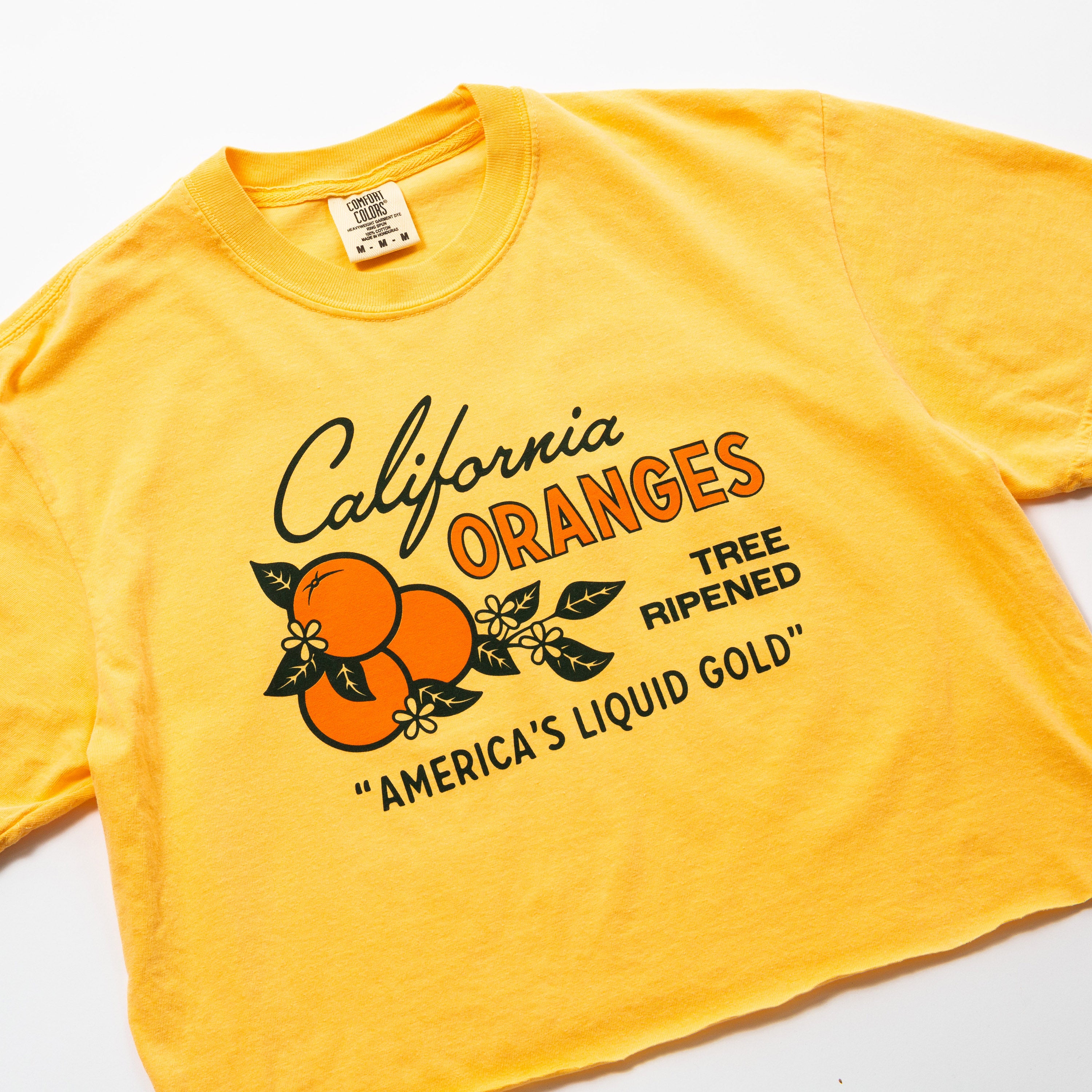 California Oranges Shirt - Cut Crop Washed Women's Tee - Raw Hem - America's Liquid Gold California Collection