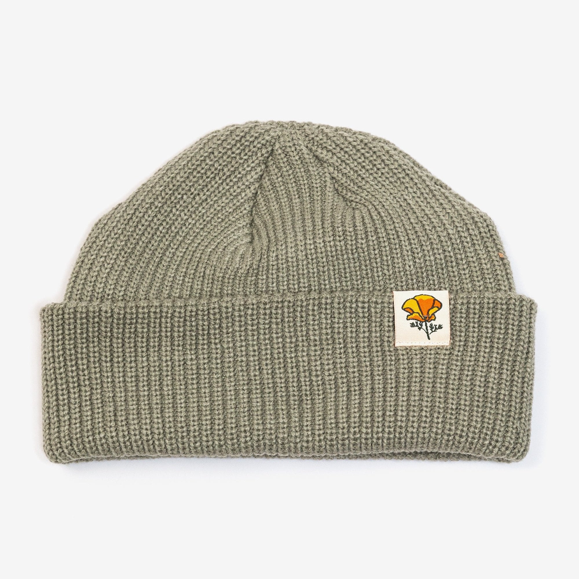 California Poppy Cable Beanie -Eucalyptus Green - Upper Park Clothing - Chico, Ca