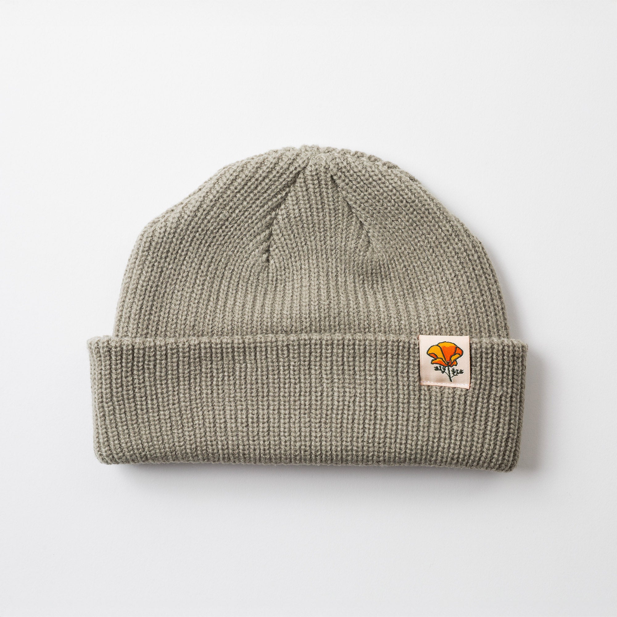 California Poppy Cable Beanie - Fisherman Style Short Cap Knit - California Collection