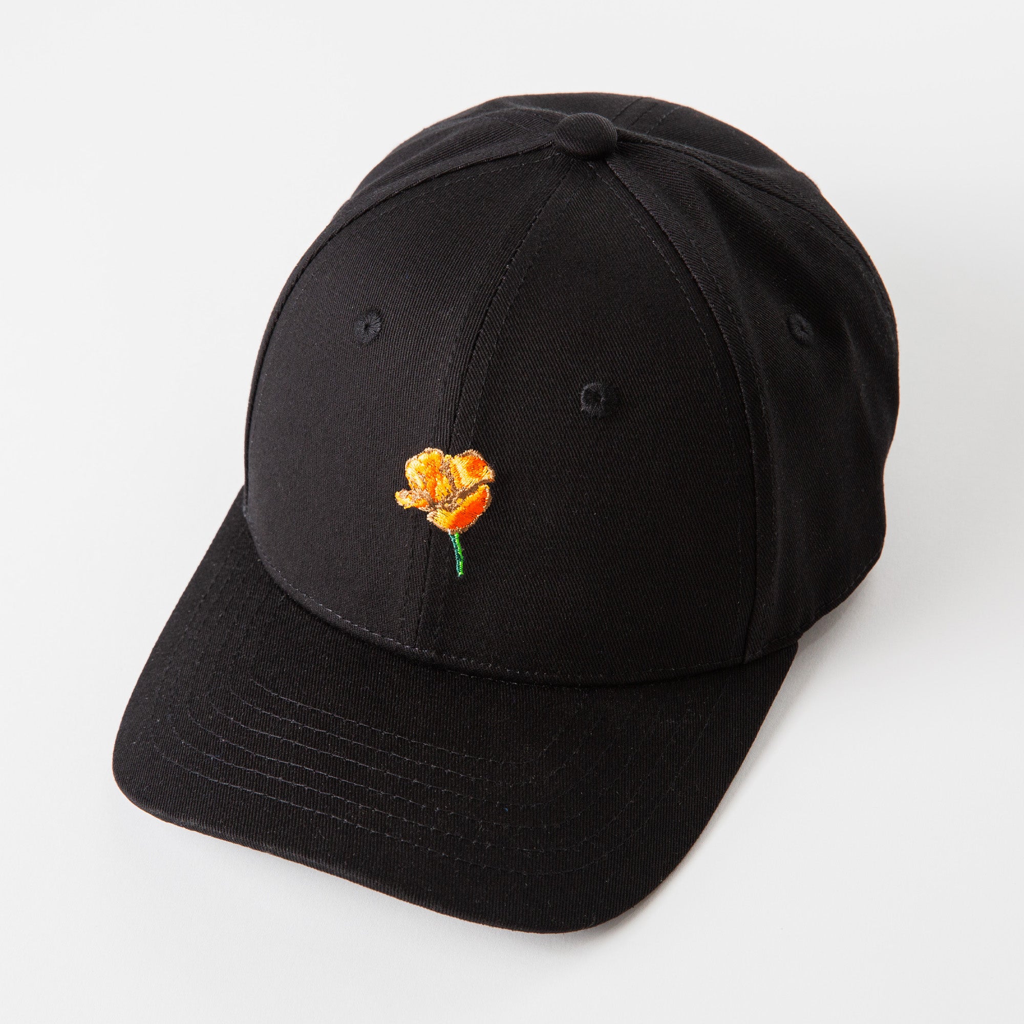 California Poppy Hat - Dad Hat Style Black - Upper Park