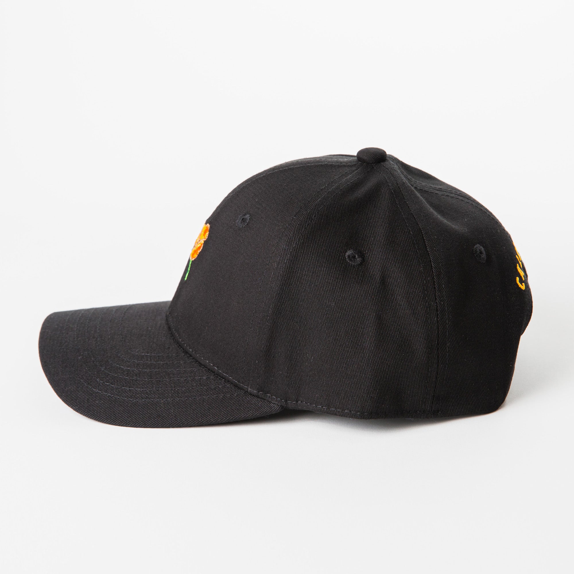 California Poppy Hat - Dad Hat Style Black - Upper Park Clothing - Chico, Ca